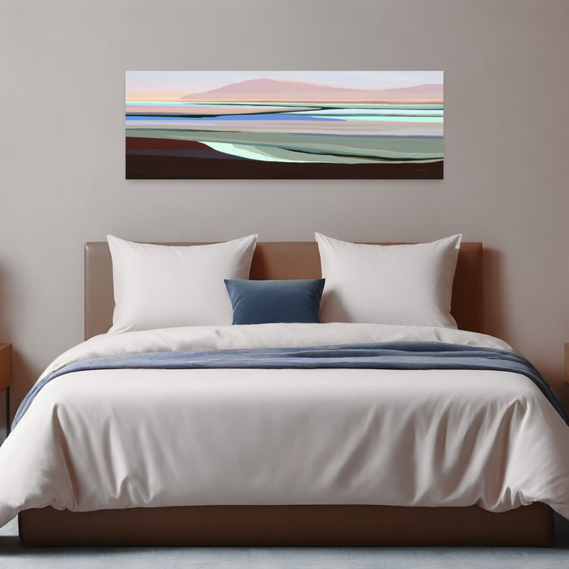Art mural mural de paysage abstrait contemporain contemporain, H 16 po x l 48 po