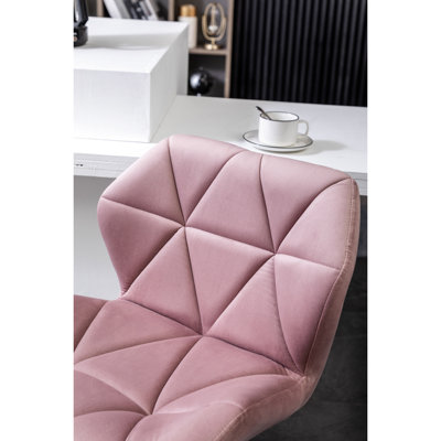Mauve Velvet Swivel Adjustable Height  2  - Diamond , Mid-Back Support, Seat Of 2 Gas-Lift And Back