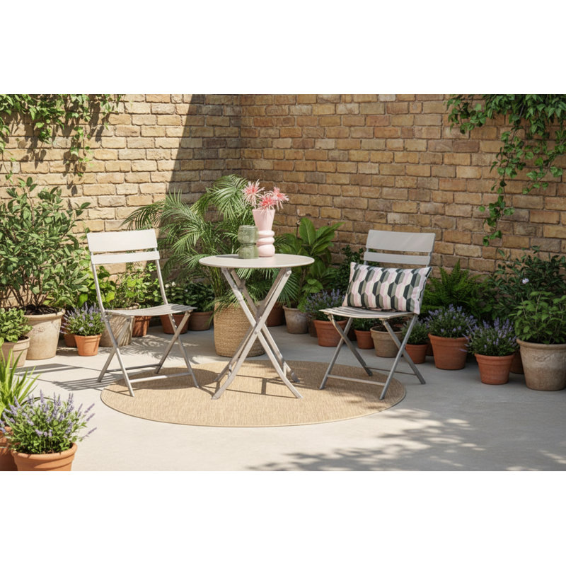 2 - Person Patio Dining Set with Round Table, Grey