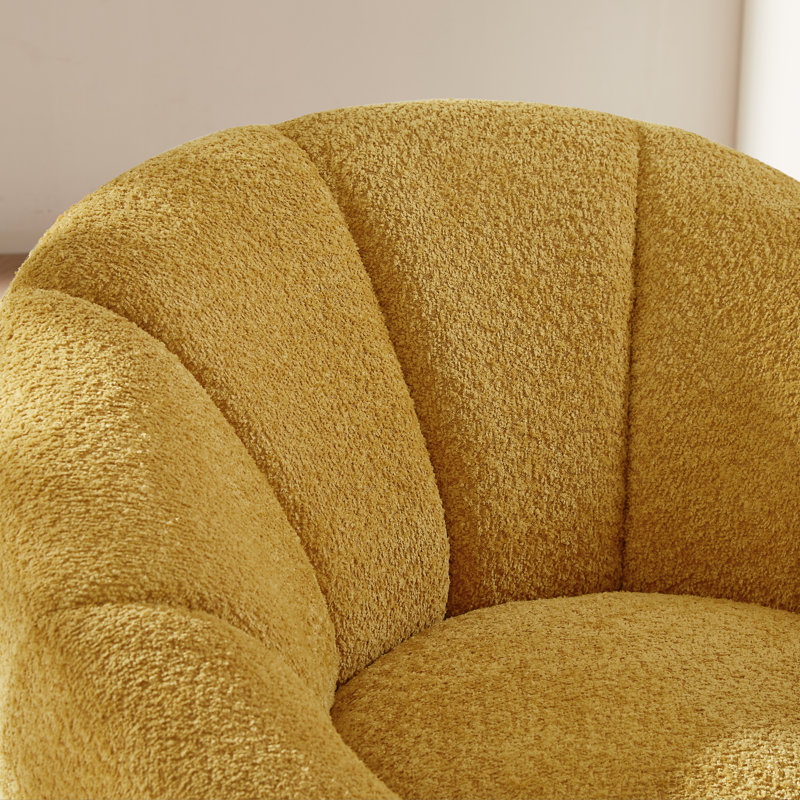 Fauteuil d'appoint pivotant rembourré, Peluche jaune