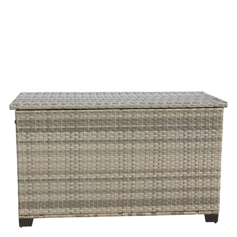 Large Grey Patio Storage Box - 148 Gallon. With Strengthened Lid. Interior. Mobility Handles. Pe And Steel Construction. Assembly Needed Gallon Capacity. Enhanced Lid Strength. Iron. Required