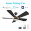 Ventilateur de plafond intelligent 52 po avec télécommande Savili, ensemble d'éclairage inclus, fonctionne avec l'assistant Google et Amazon Alexa, raccourci Siri.-513847357-513847356