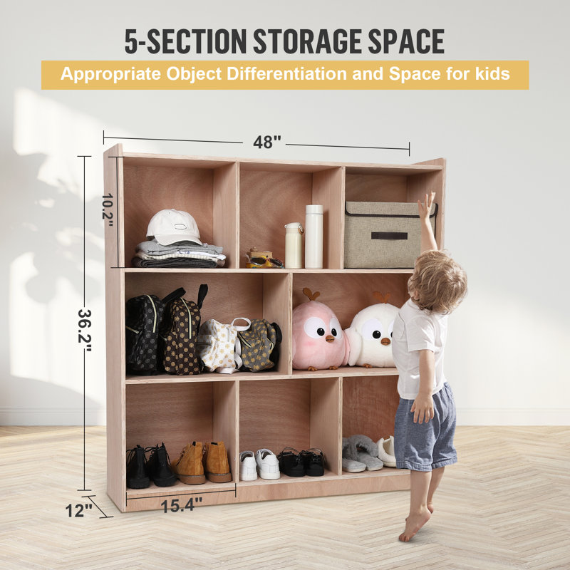 Casier à 8 sections, 2 grands casiers et 6 petits casiers pour les salles de classe, casier de garderie avec 4 roulettes et 2 boîtes de rangement, pour la maison, l'école et la maternelle