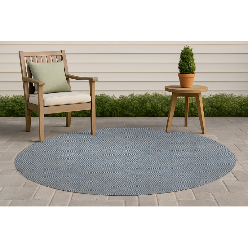 Ikat Spray Non-Slip Outdoor Rug, Round 5'
