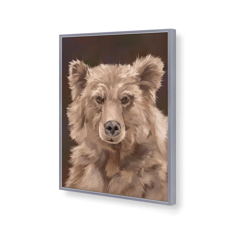 «Bushy Bear» par Cat Thurman Designs, reproduction d'art, L 24 po x H 32 po, Argent, Impression encadrée