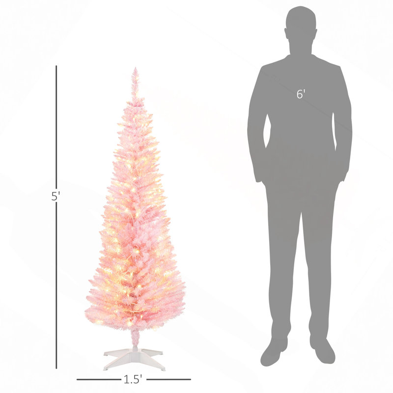 Sapin de Noël mince de 5 pi avec 110 lumières DEL et 294 pointes pour décoration de Noël