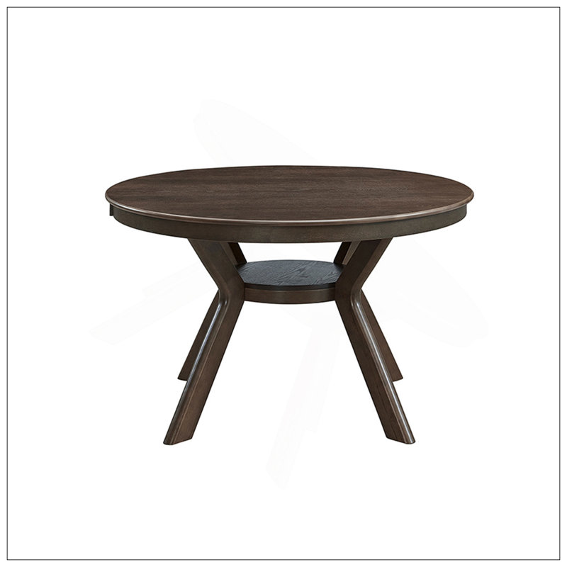 47.24''Round Rubber Wood Dining Table For 4-6 With Wooden Trestle Pedestal Base,Modern Kitchen Wooden Table Dinner Table For Dining Room, Living Room,Dark Brown(1Table)
