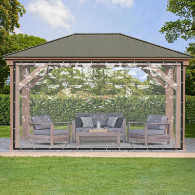98.43"H Clear Outdoor Clear Awning Waterproof PVC Curtain Rain Shelter for Patios, Decks & Campsites