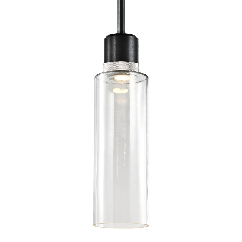 Zigrina Pendant, 71.88" H x 5.88" W x 5.88" D, Satin Brushed Black/Polished Nickel