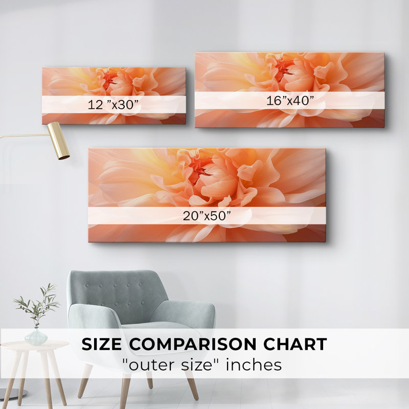 «Peachy Petal Poetry I», toile tendue avec châssis - prête à être accrochée, H 12 po x l 30 po