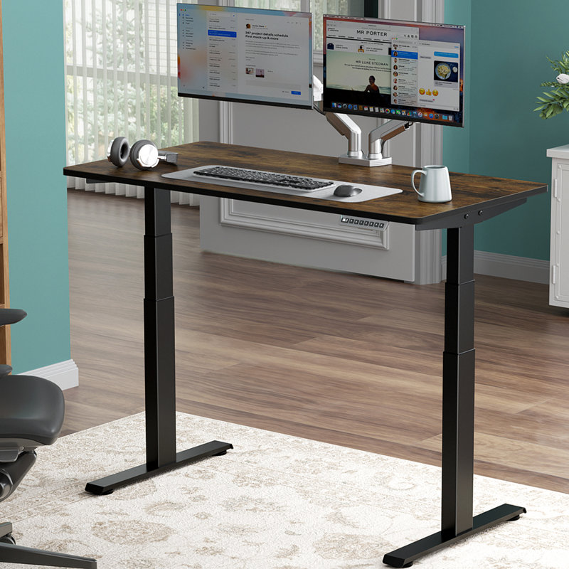  Bureau debout de qualité supérieure, Brun, Noir, H 49,3 po x l 48 po x P 24 po