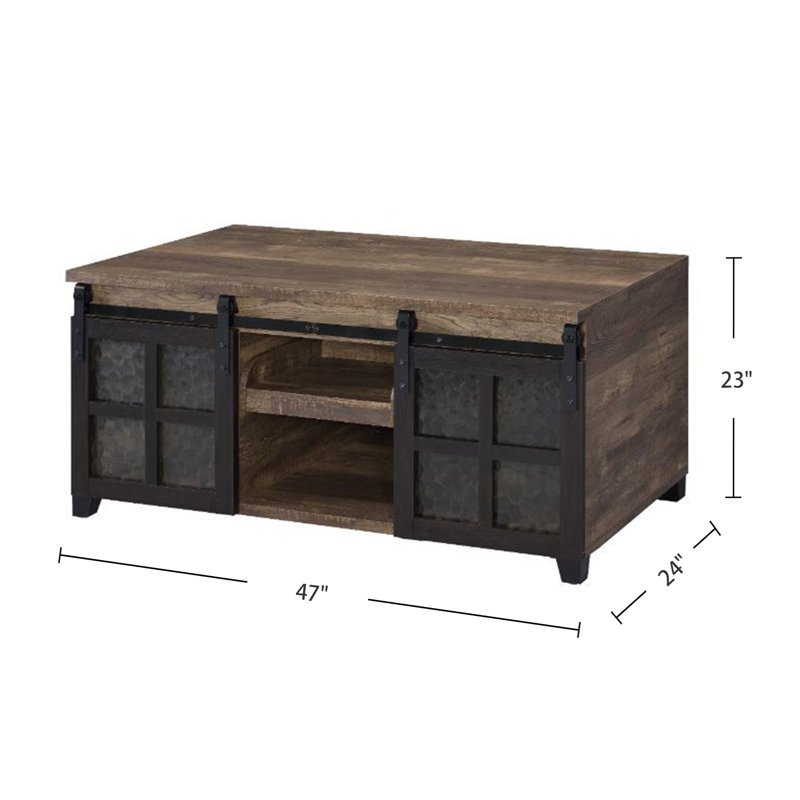 Basurto Coffee Table,Open Storage Compartment with Pull-Out Tray