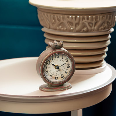 Balf Decorative Pewter Mantel Clock with Bird