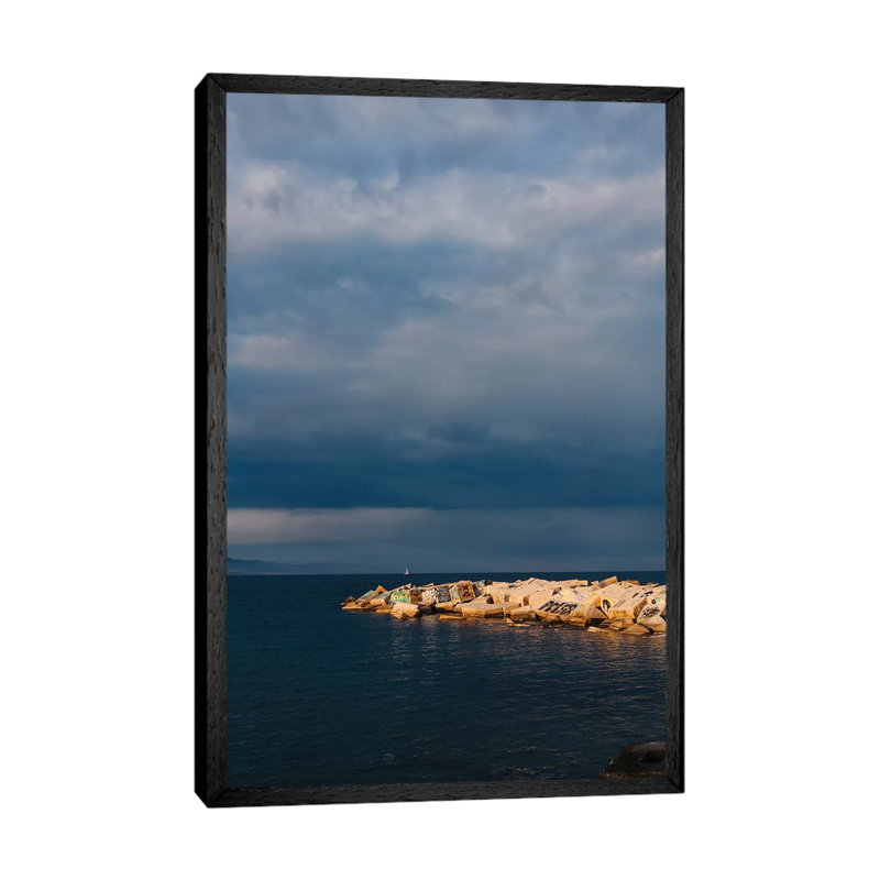 Barcelona Coast V by Bethany Young - Print on Canvas, Black Framed, 101.6cm H x 66.04cm W x 3.81cm D