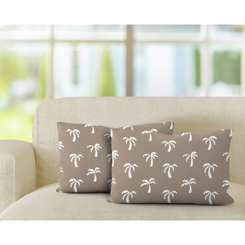Floral Outdoor Reversible Throw Pillow, Beige
