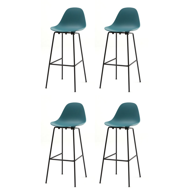 Counter Stool with Metal Frame, Black, Ocean Blue, Bar Stool (29.5" Seat Hight)