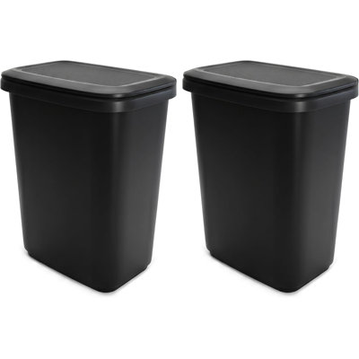 Hefty 20.4 Gallon Black with Full Divider Plastic Extra Large Trash Can, 2-Pack, 82 Quarts