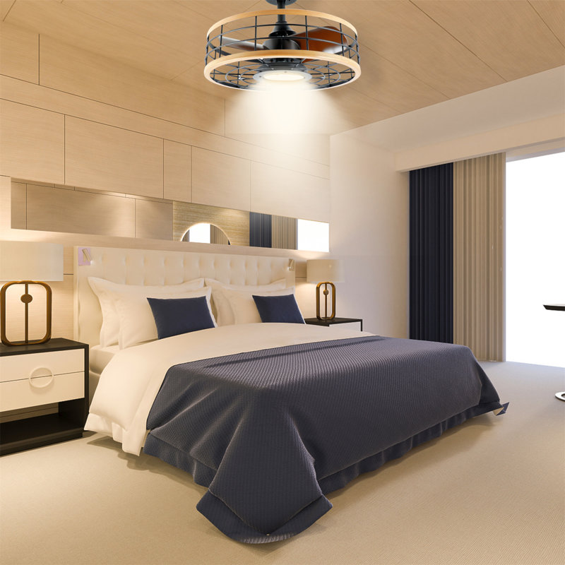 Ventilateurs de plafond Infinipower avec lumières et télécommande, ventilateur de plafond en cage avec moteur réversible pour différentes saisons, silencieux et écoénergétique, 6 vitesses de niveau