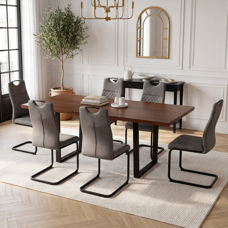 6 -Person Drop Leaf Dining Set, Brown