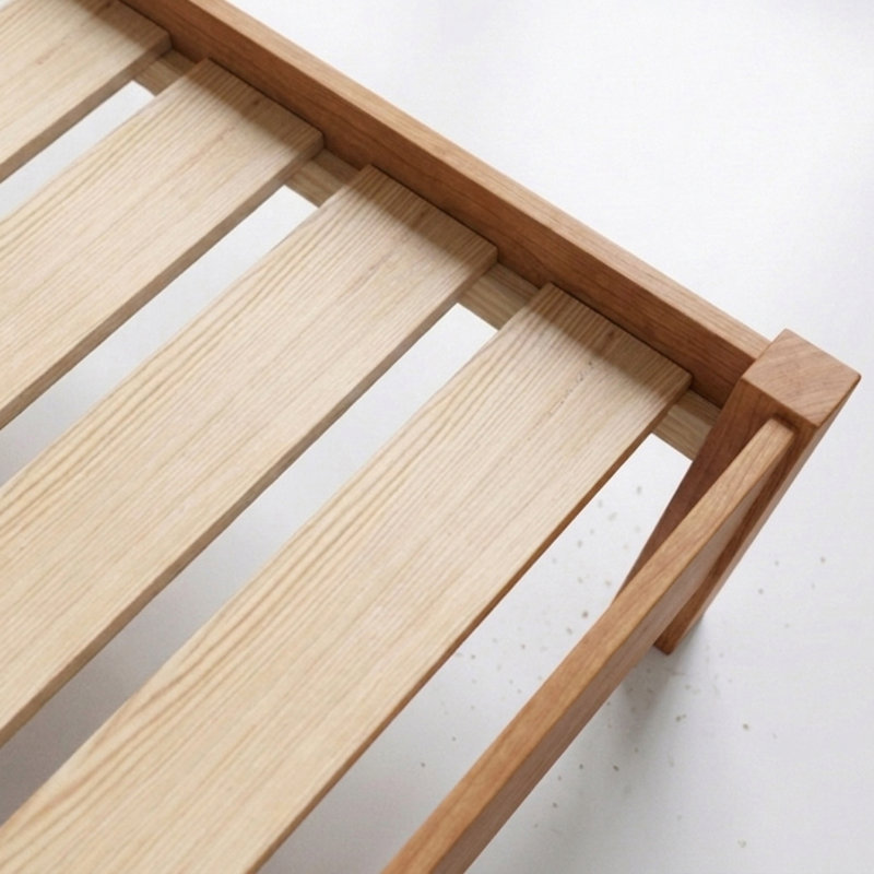 Structure de lit Edgecumbe, Très grand simple, Bois clair