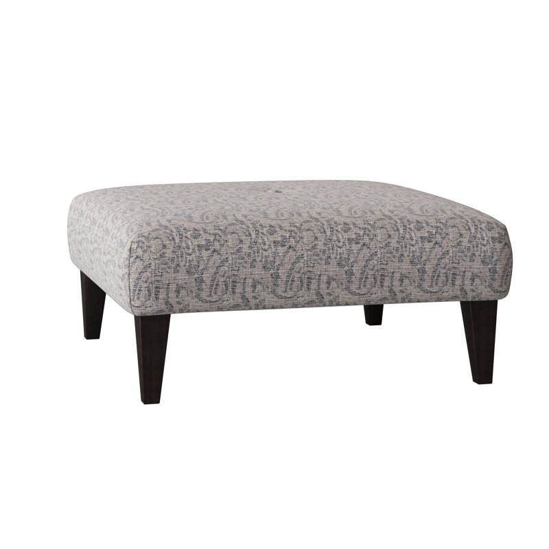 Repose-pieds carré 38,25 po Vero, Tissu performance gris marbré, Noyer foncé