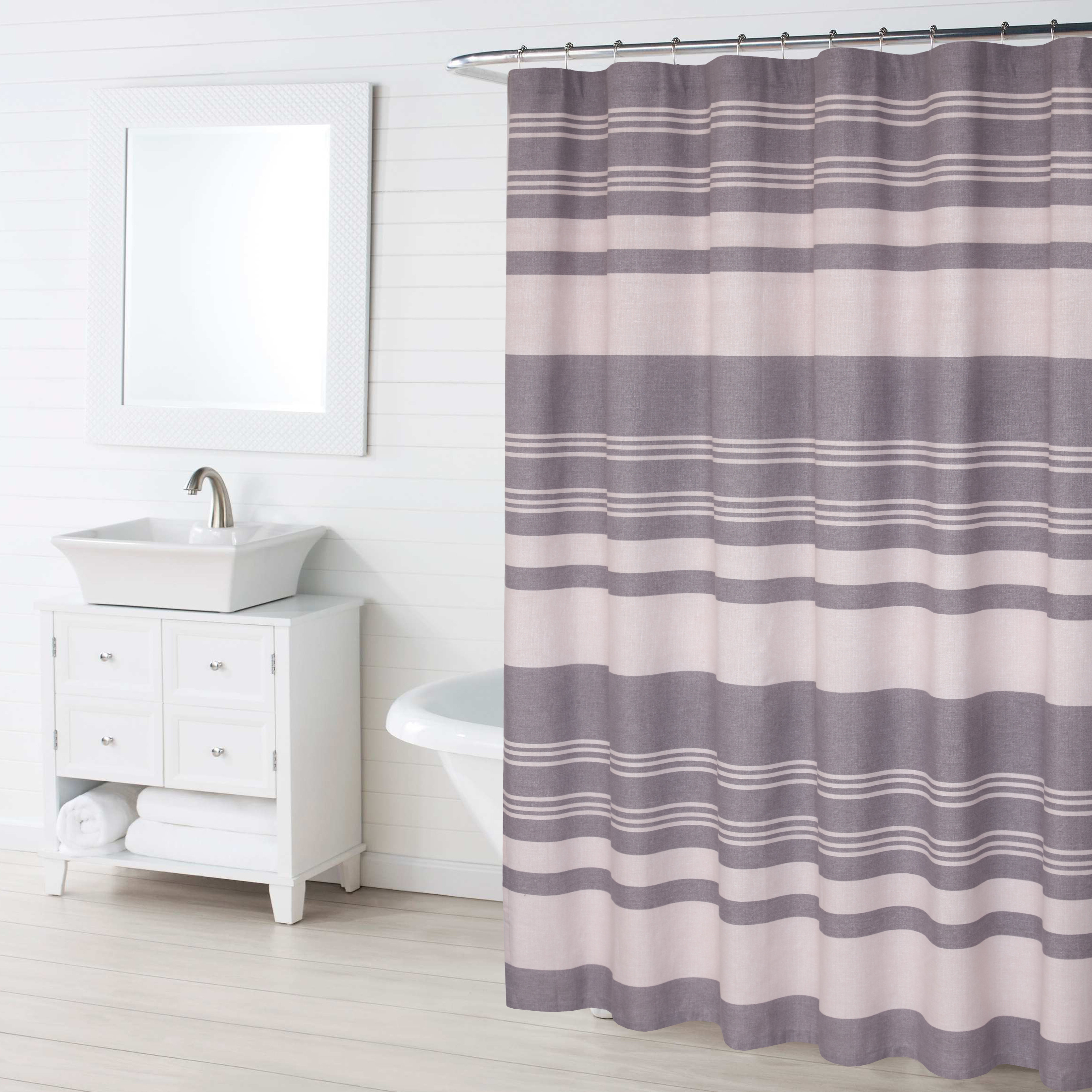 Ruvanti Shower Curtain Poly Cotton Single Shower Curtain Striped