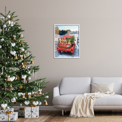Az-623-Framed " Puppies In Holiday Truck " by Jason Kirk