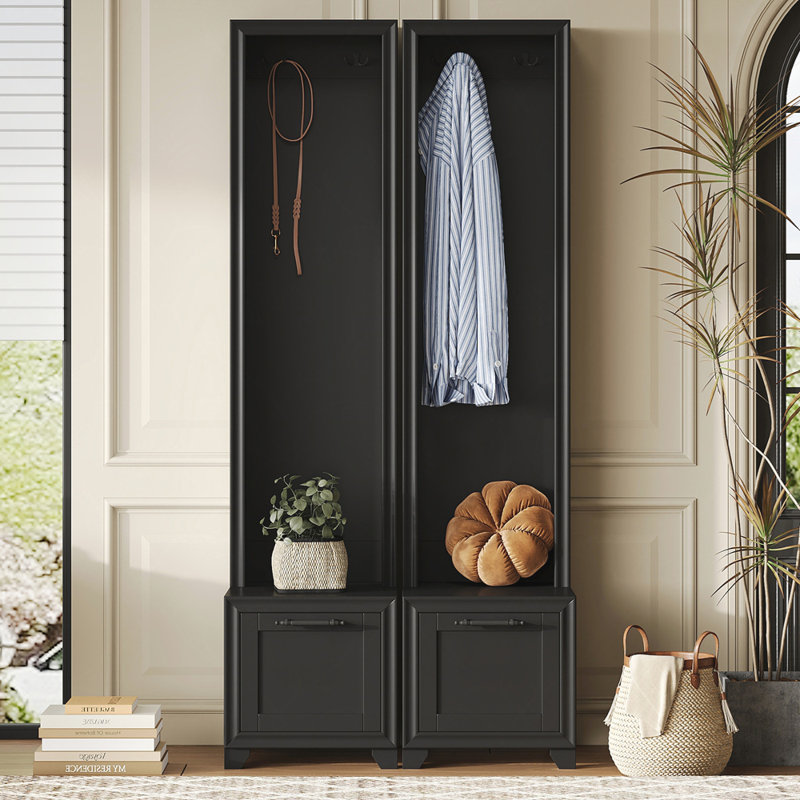 On-trend Elegant Free Standing Hall Tree Set Of 2, Black