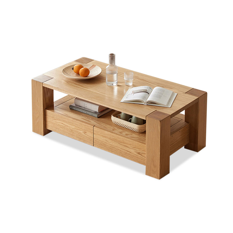 Burlywood Solid Wood Rectangular Coffee Table, 17.72" H x 47.24" L x 23.62" W