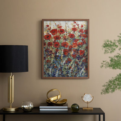 «Garden Poppies I», reproduction encadrée - bois massif