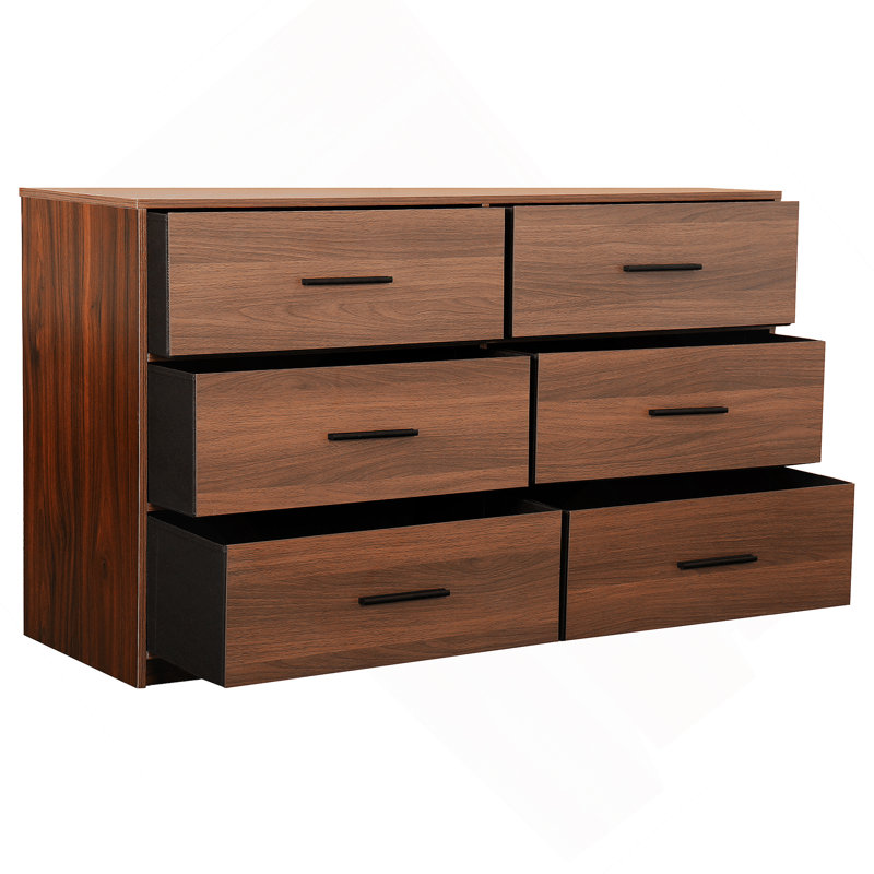 6-Drawer Dresser With Fabric Drawers, Walnut