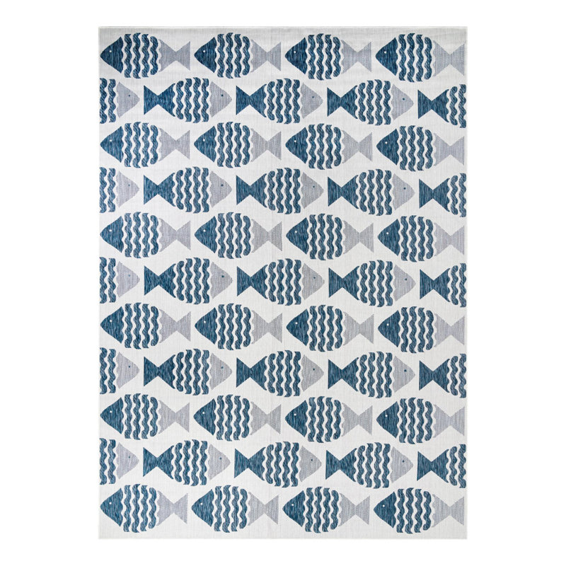 Outdoor Coastal Indoor/Outdoor Area Rug, Rectangle 10' x 14'1"