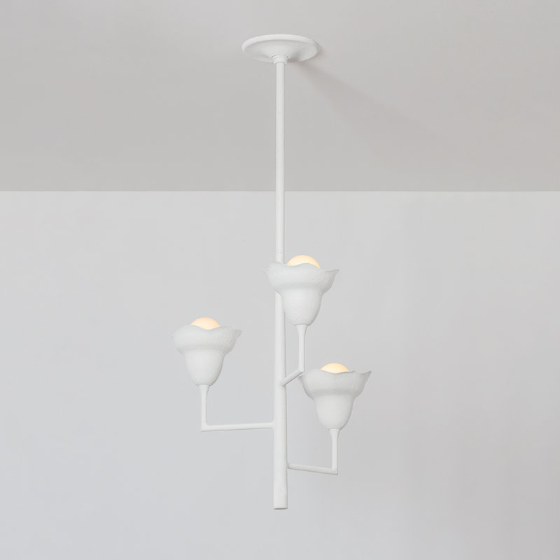 Alora 3 Light Chandelier, White Plaster