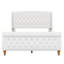 Base de lit plateforme avec tête de lit capitonnée à oreilles et pied de lit-bateau-290139578-290139580