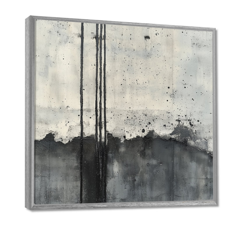 Iron Line Canvas, Concrete Wall Art, Cemiyah, H 36 po x l 36 po, Silver Floater Framed
