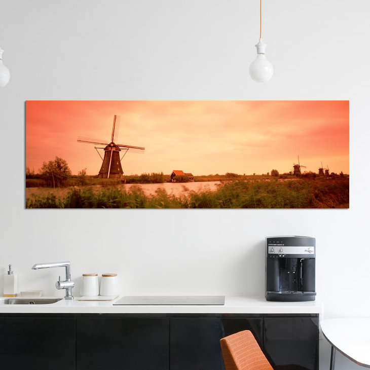 Moulin à vent du 18e siècle, Kinderdigk, South Holland, Pays-Bas, par Panoramic Images - Estampe numérique sur toile tendue avec châssis