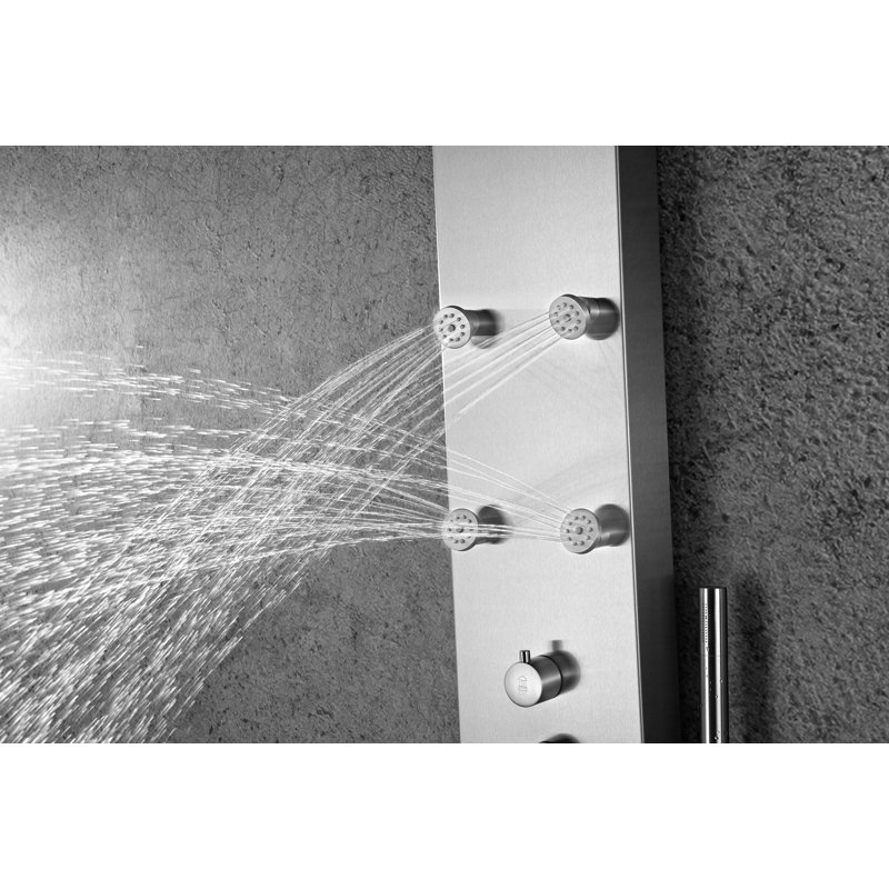 Fontan Brushed Steel 64" Shower Panel with Rainfall Head