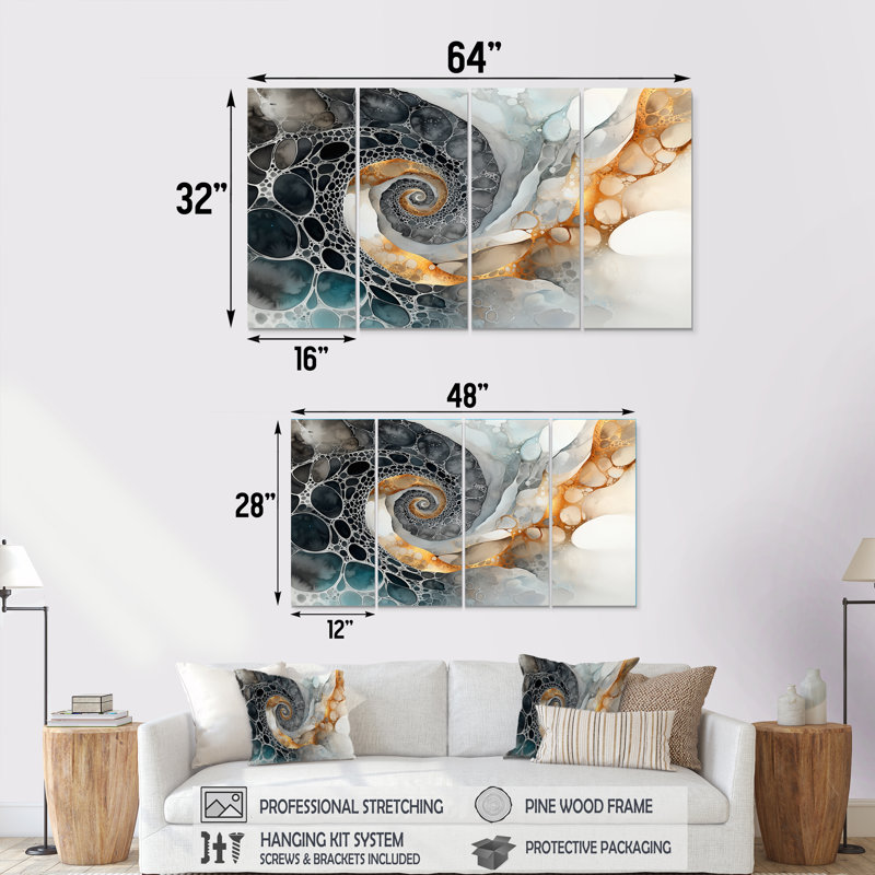 Clanton - réalisme abstrait - art mural moderne, 4, H 28 po x l 48 po