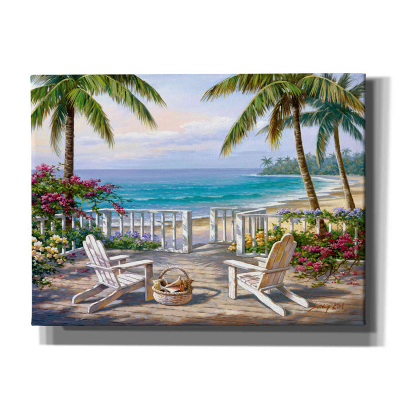 «Coastal View» par Sung Kim, art mural sur toile, H 12 po x l 16 po x P 0,75 po