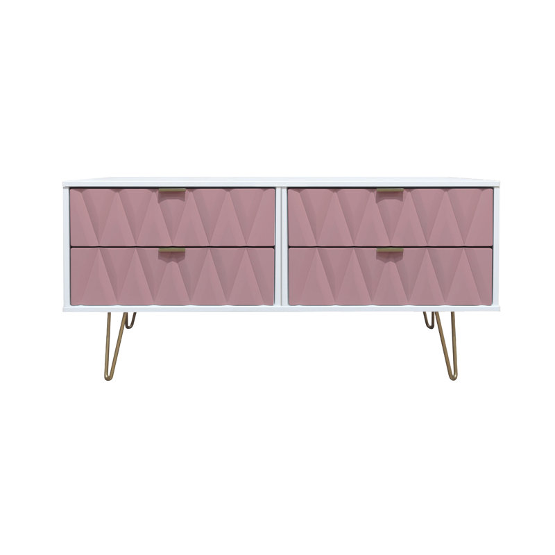Fully Assembled Forst 4 Drawer Chest, White/Pink