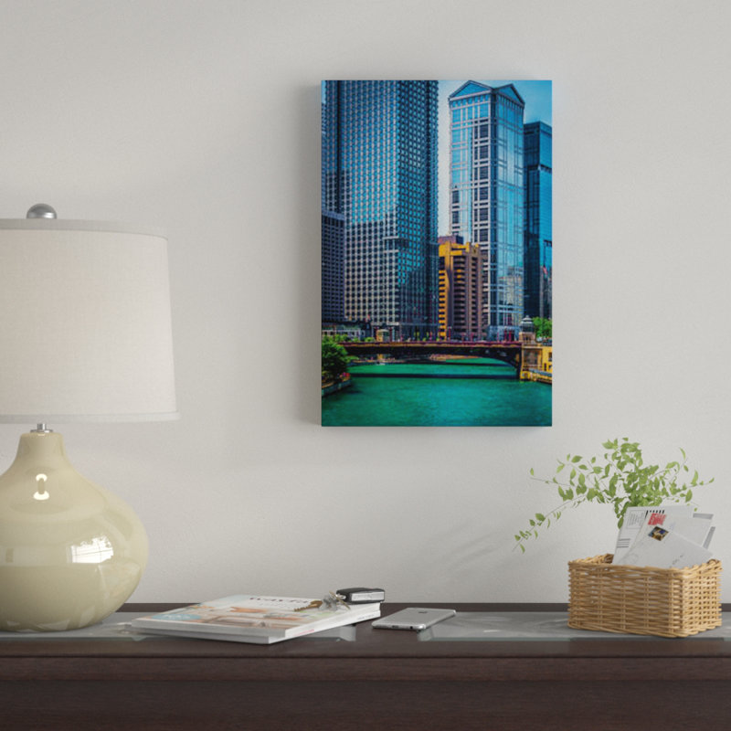« chicago river from michigan ave », impression sur toile, H 18 po x l 12 po x P 1,5 po