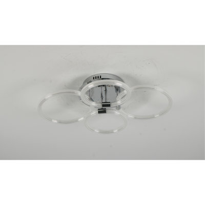 Modern LED Ceiling Light, Flush Mount Ceiling Light with Dimmable Remote Control, 6Rings Acrylic Ceiling Light Fixture for Bedroom, Living Room, Kitchen, Office Lamps (4 heads)
