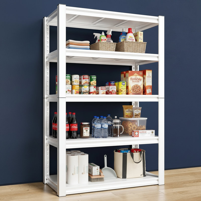 Makaylin 72"H Storage Shelves Garage Shelving Unit for Storage 5-Tiers Storage Shelf, White, 72" H x 31.7" W x 16.3" D