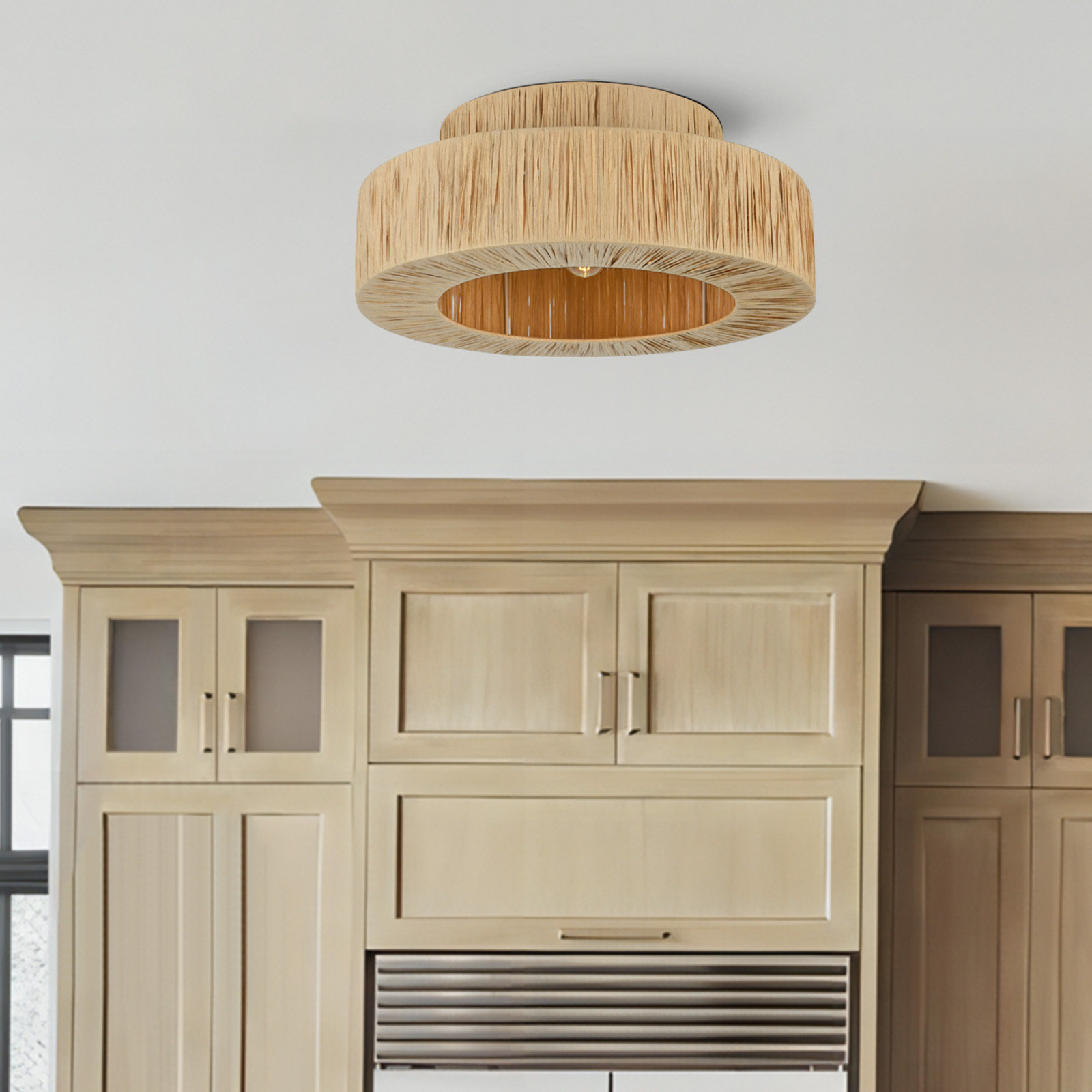 Abbie Single Light Flush Mount, 8.3'' H x 17.7'' W x 17.7'' D, Wood