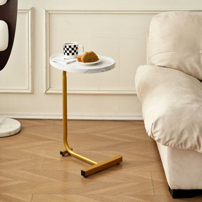 Table de bout compacte pour les petits espaces - Maximise l'espace en métal et peut supporter jusqu'à 50 lb. Finition blanche