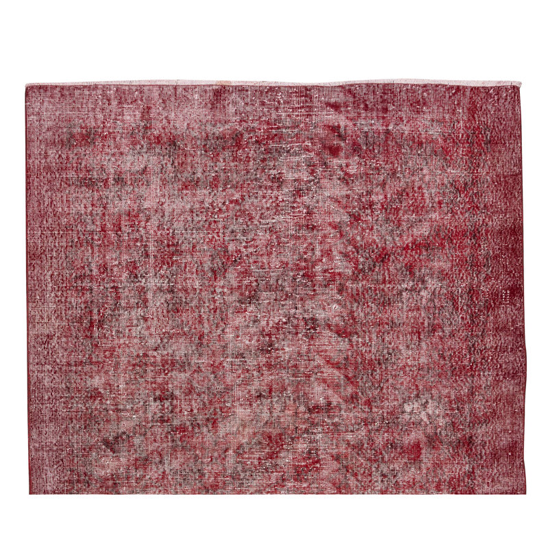Tapis turc rouge moderne bourgogne délavé à la main 6 x 9,7 pi