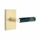 Emtek Select Privacy Leverset, Modern Rect. Rosette, L-Square Stem, Green Marble Handle, CF