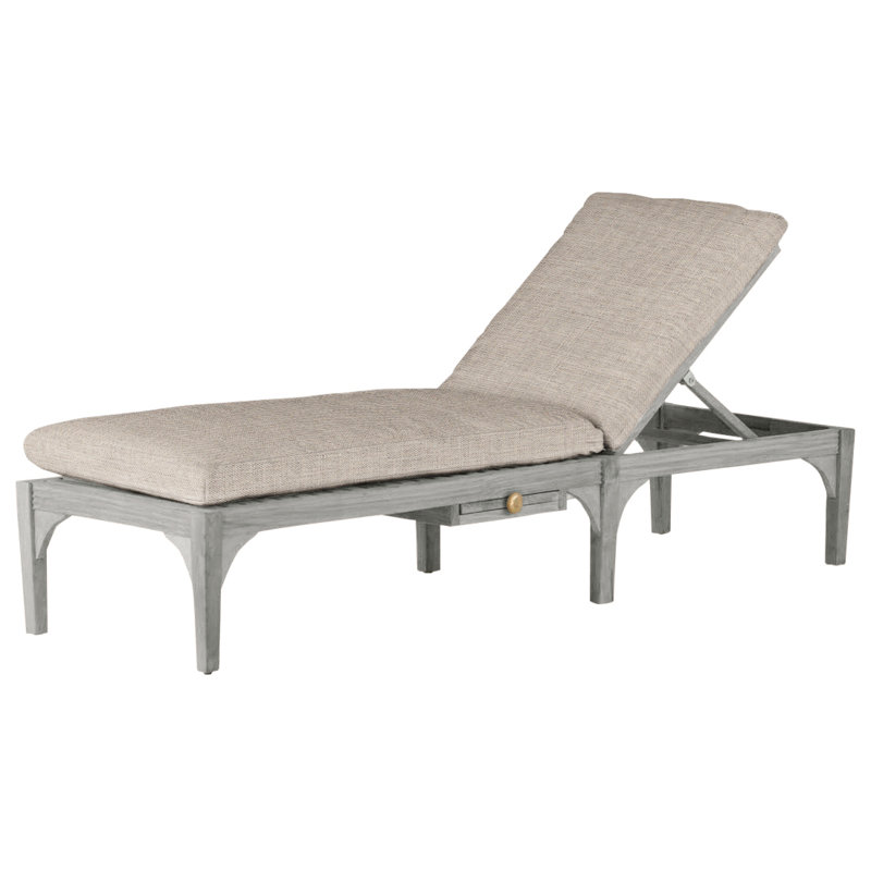 Club Teak Chaise With Wheel - Oyster, Oyster Teak, Welt, Dove Sunbrella® Linen