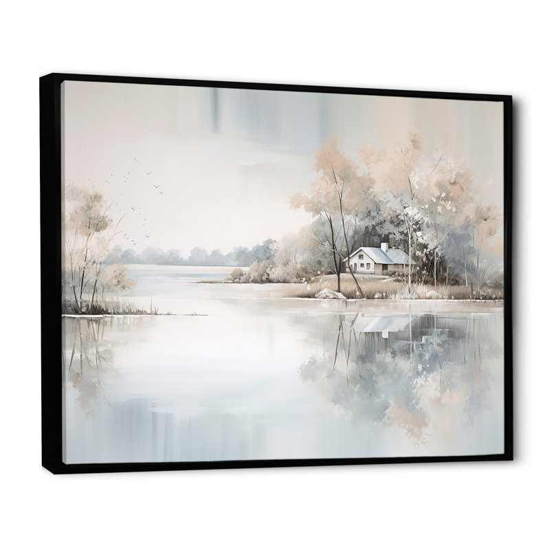 «Lakeside House Serenity I», reproduction sur toile, Cadre flottant noir, H 30 po x l 40 po x P 1,5 po