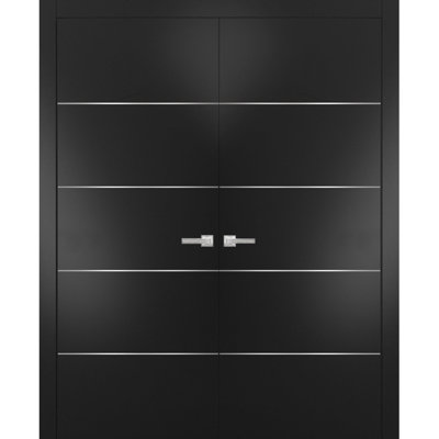 Planum Wood Sliding Closet Black Doors